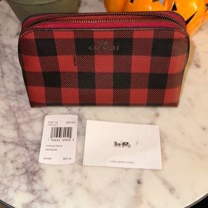 New Authentic Coach Gingham Cosmetic Case